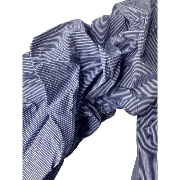 City Chic Blouse Womens Size XL Off The Shoulder Blue Striped Puffy Sleeves - Picture 5 of 8